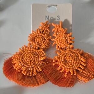 No. 3 Orange Beaded Earrings